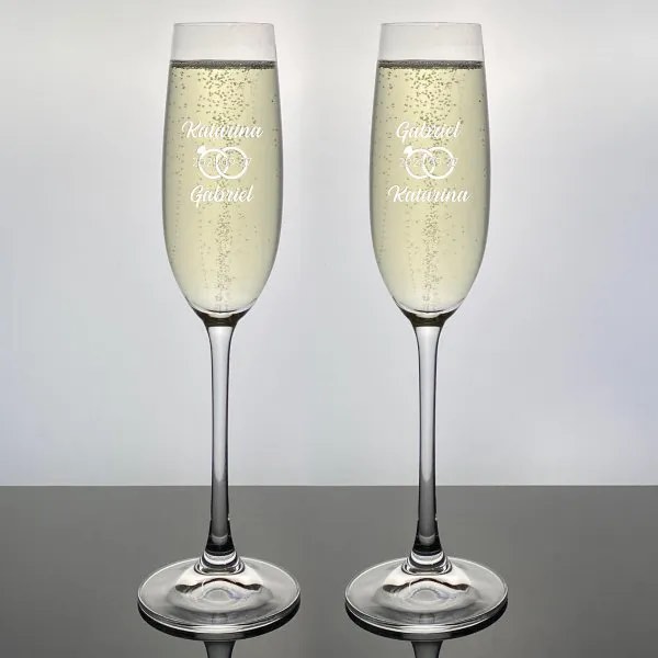 champagneglas med gravyr från Orrefors