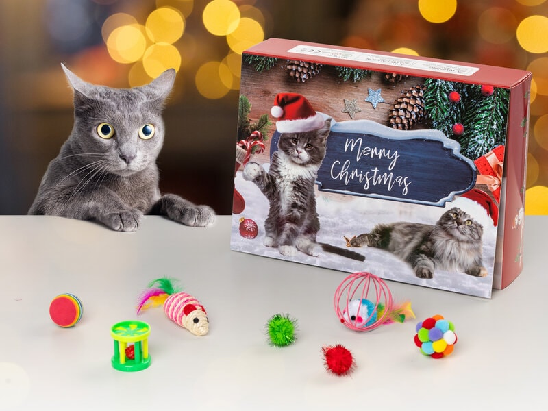 Adventskalender med Kattleksaker