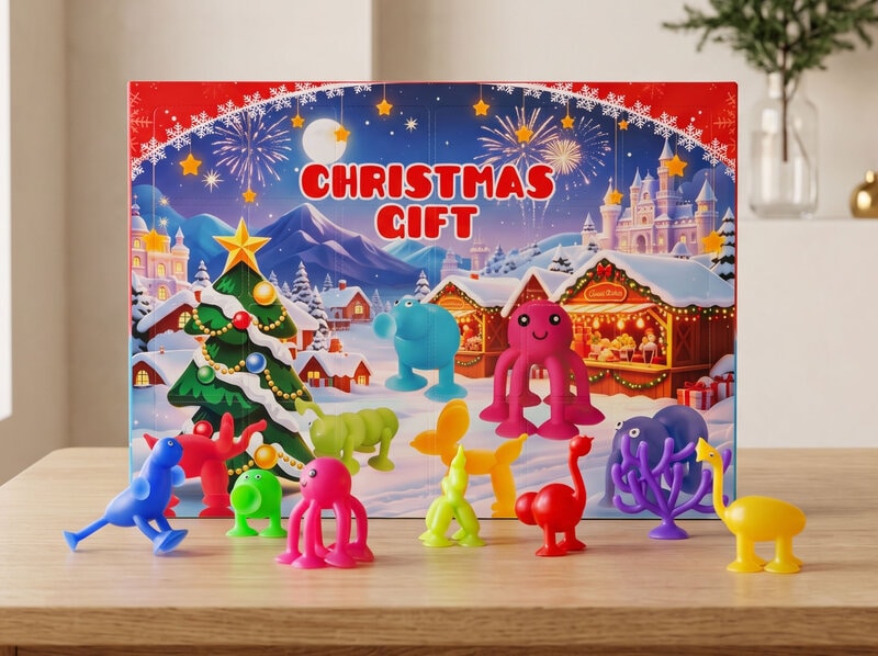 Adventskalender med sugproppsleksaker