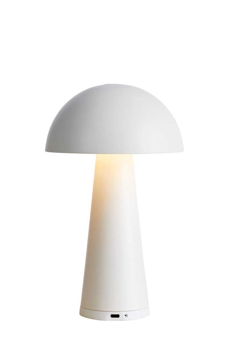 Markslöjd Fungi – portabel lampa i mattvit metall